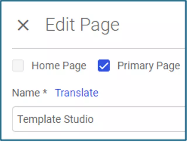 Template Studio Page Setup