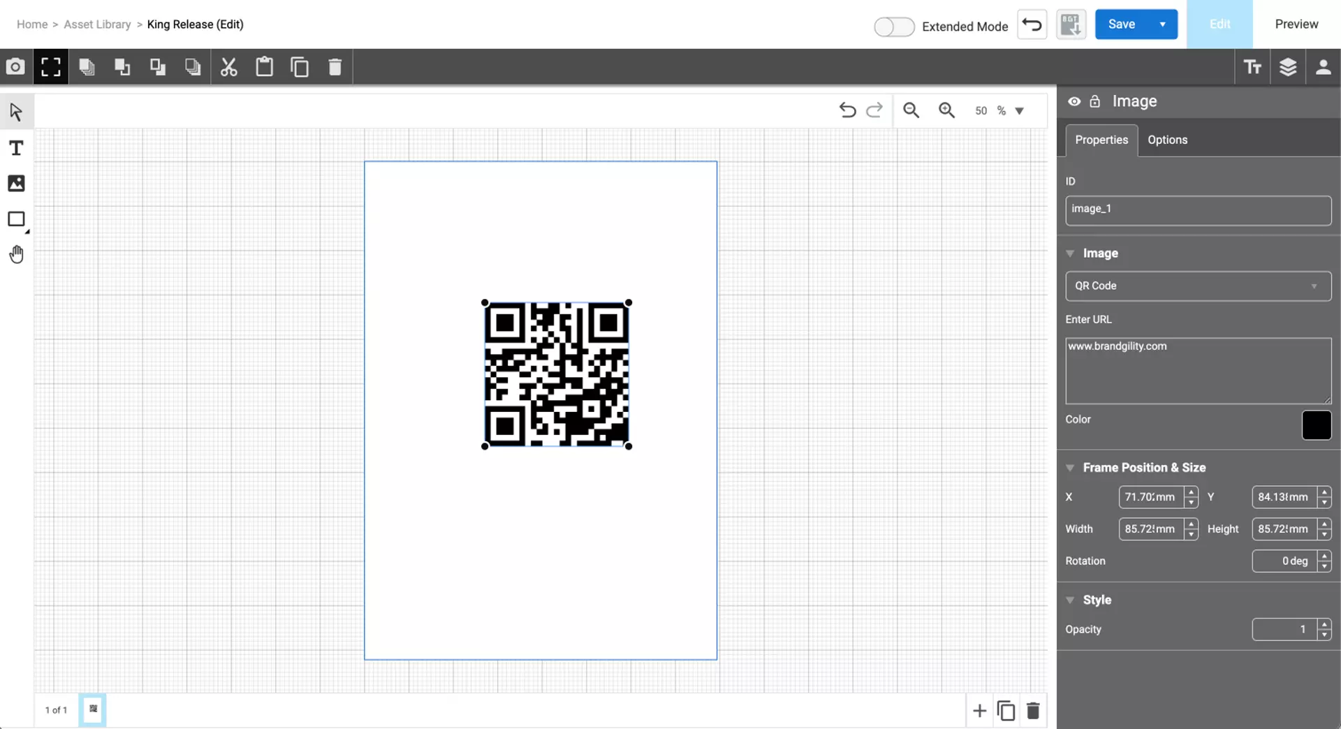 QR Code in Template